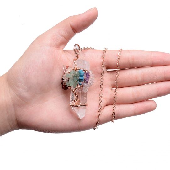 71lyVEuZ0fL. UL1500  542x542 - Tree of Life Pendant Amethyst Rose Crystal Necklace Gemstone Chakra Jewelry - TOL01