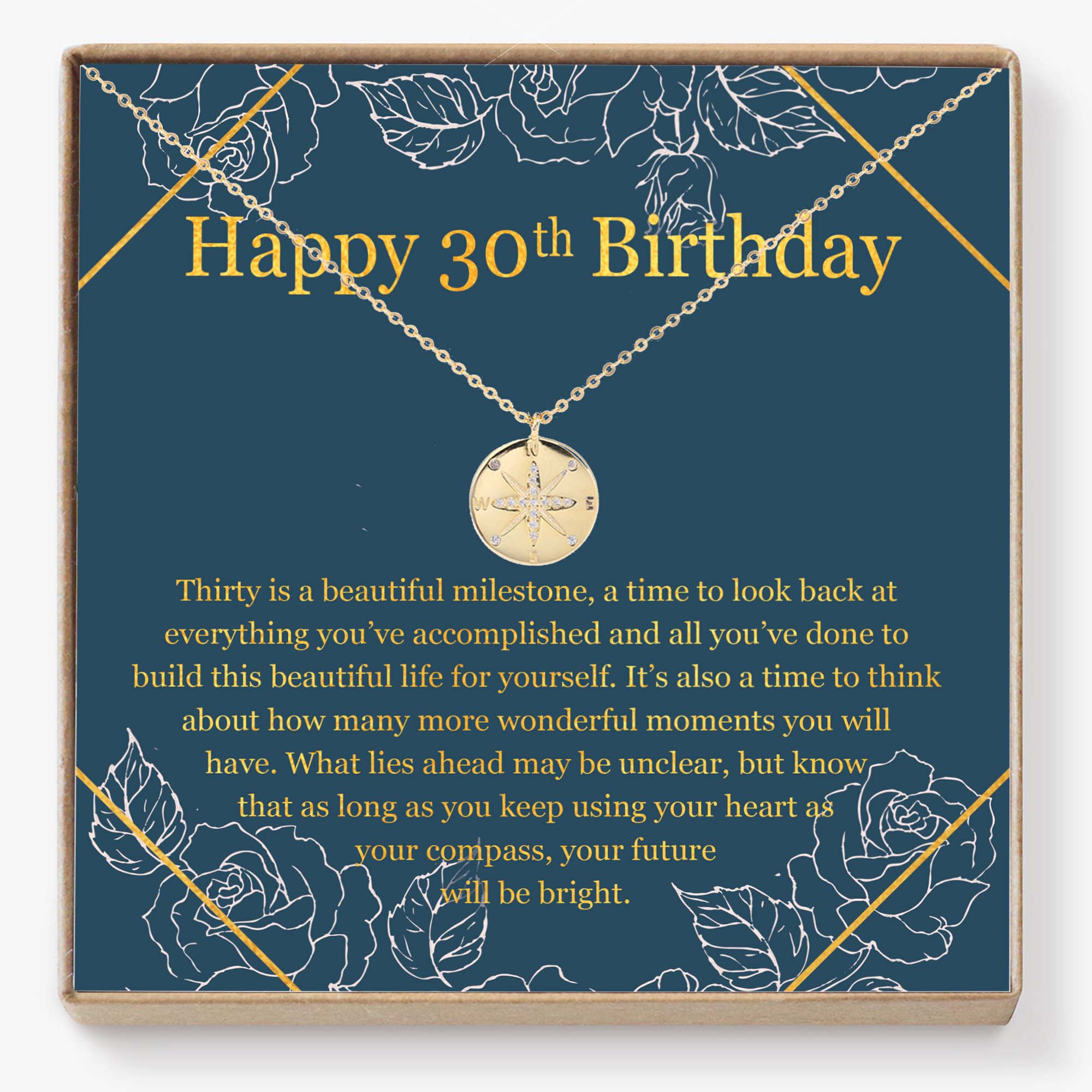 30th Birthday Compass Necklace - Perfect gift for your best friend ...